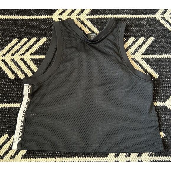 Converse Womens Black Activewear Workout Tank Top Size XS Fitness Running Logo - Picture 2 of 6